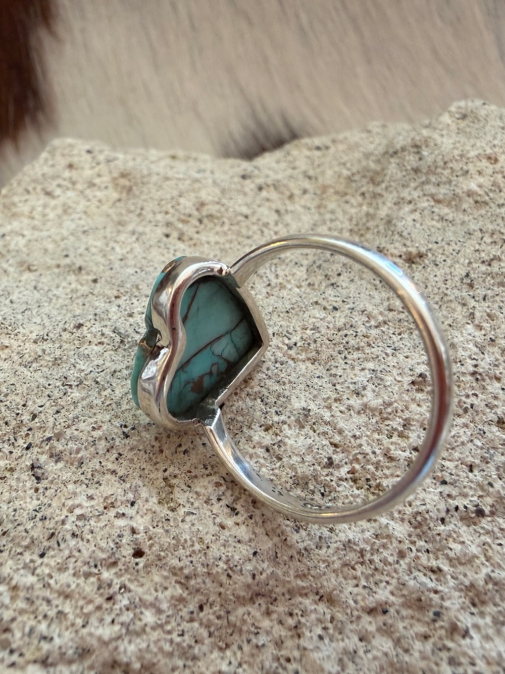❤️Kingman MINT DAHLIA HEART Turquoise Minimalist Sterling Southwestern Ring Sz 8 - Picture 4 of 14